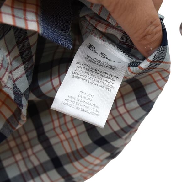 Ben Sherman Toddler Button Up Shirt 24M Blue White Red Plaid Long Sleeve Mod - Picture 4 of 6